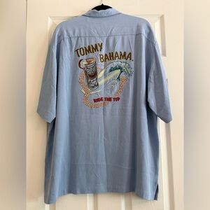 Tommy Bahama Light Blue Embroidered Men's Shirt Ride The Tip